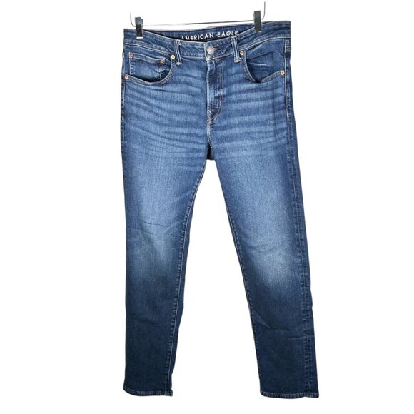 American Eagle Slim Straight Size 34x32 Men Jeans Denim Stretch - Picture 2 of 5